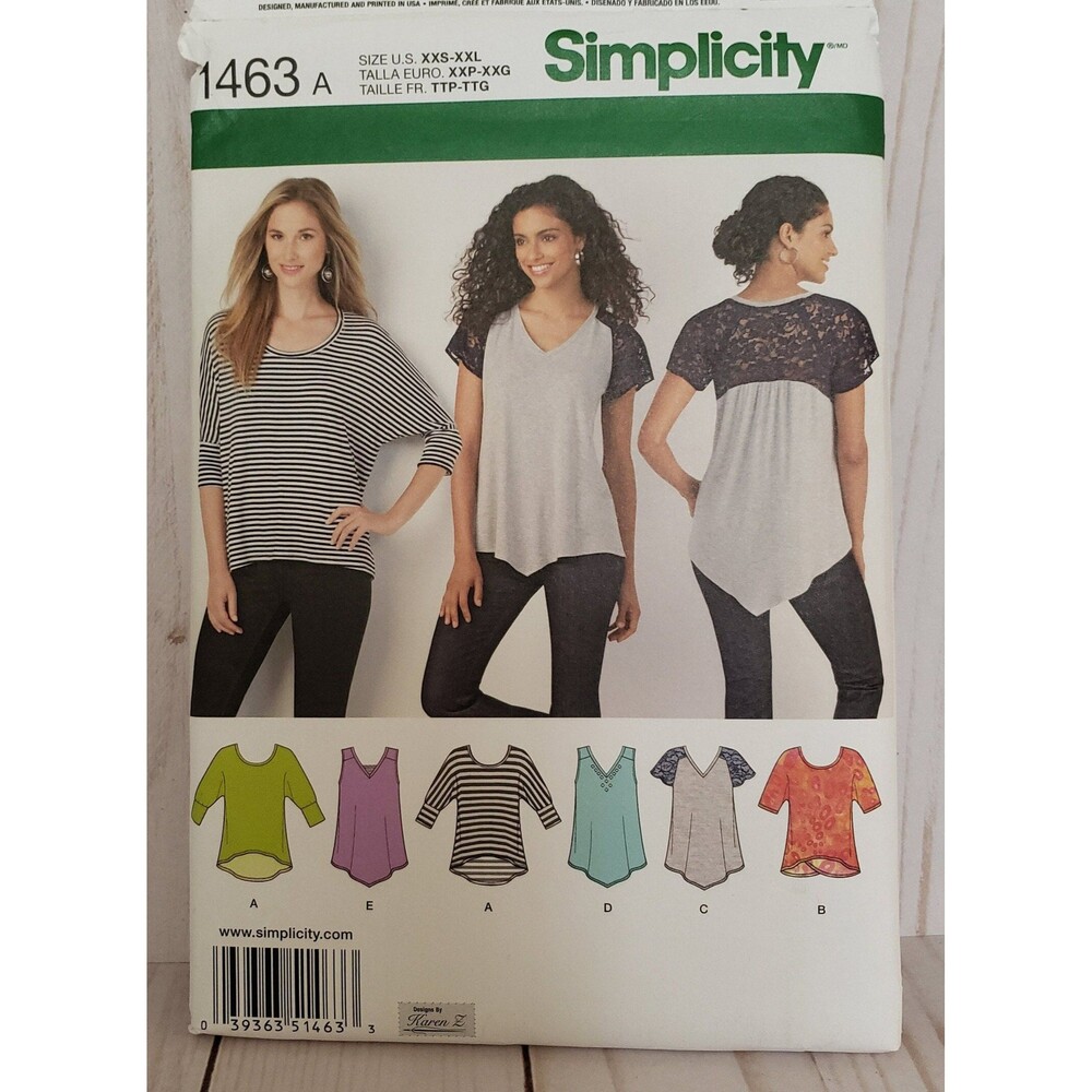Misses Knit Only, Pull Over, Top Sewing Pattern Simplicity 1463, Casual Shirt